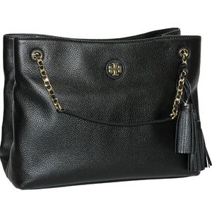 Tory Burch Handbag Bag Whipstitch Leather Black